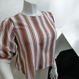 Striped Brown and Red Women's Top